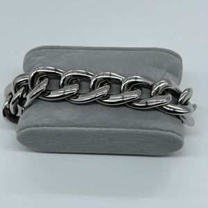 Silvertone Curblink Bracelet with Removable Link